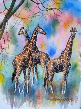 Girafe de l’Afrique Peinture à l'huile